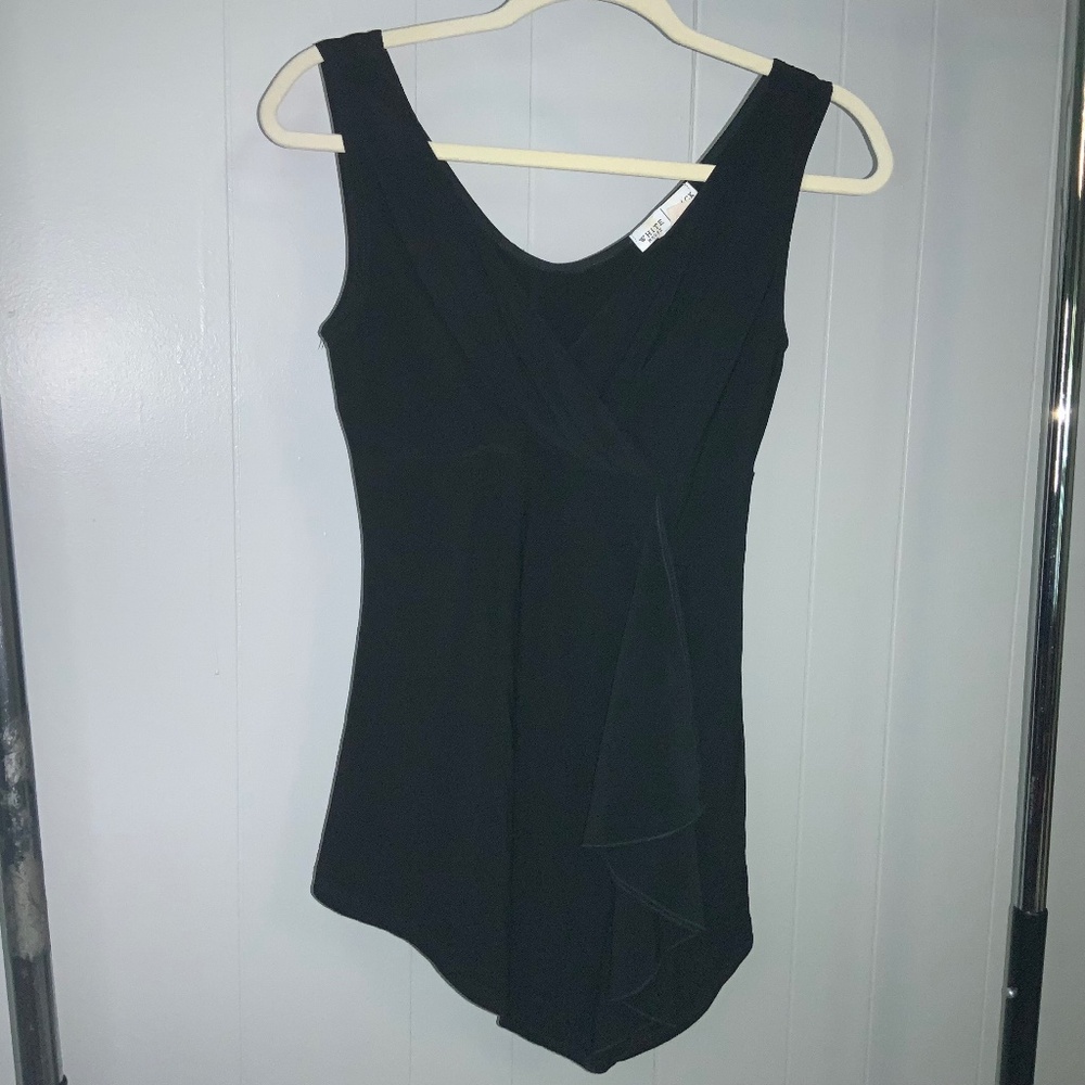 White House Black Market faux wrap front drape V neck top Sz S sleeveless